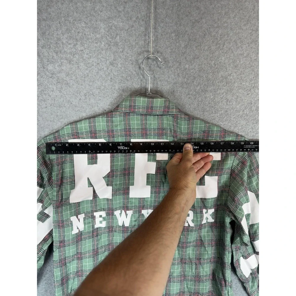 Shein Shirt Mens Medium Plaid Button Up New York Graphic Streetwear